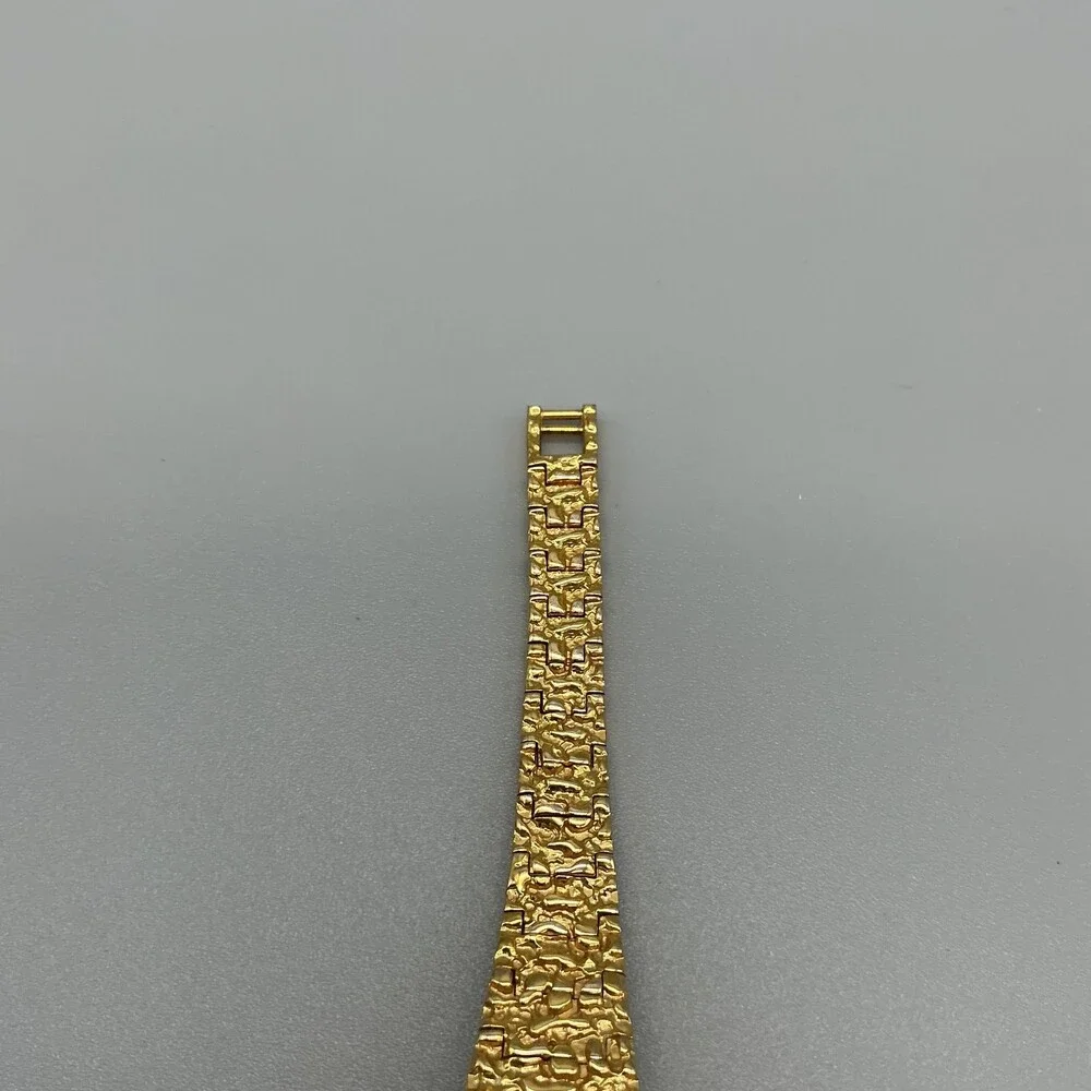 Benrus Womens Watch 22mm Black Dial Gold Tone Textured Bracelet New Battery 6.5